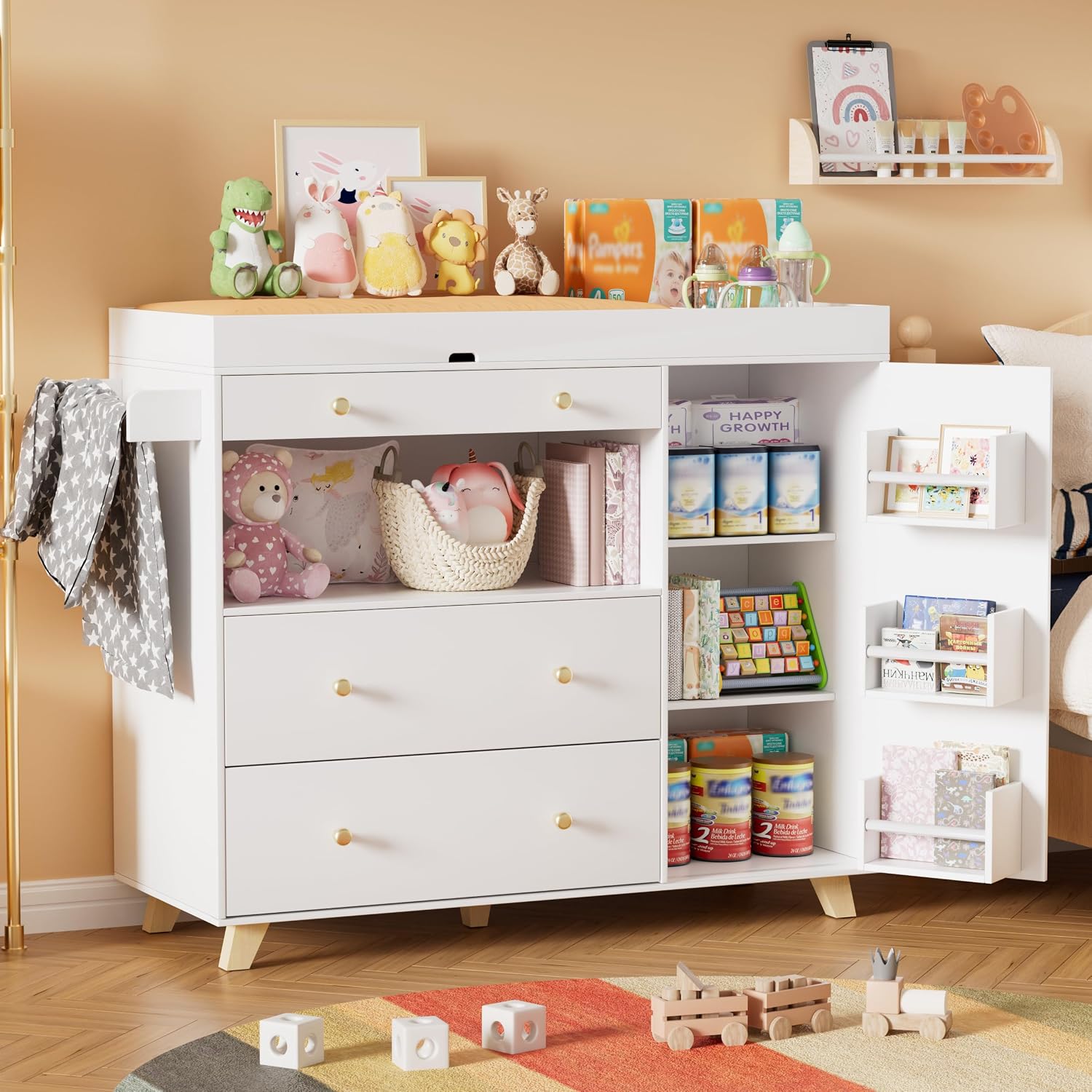Baby Nursery Drawers - طاولة تغيير حفاضات الأطفال، محطة تغيير