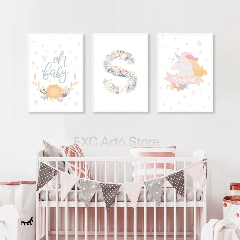 Baby Nursery Pink - لوحة فنية جدارية بدون إطار بتصميم