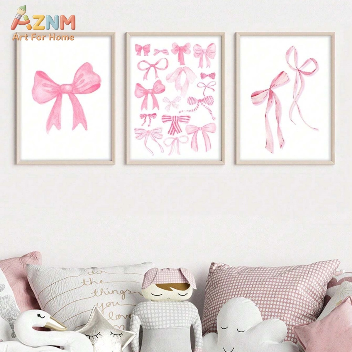 Baby Nursery Pink - مجموعة من 3 لوحات قماشية بتصميم