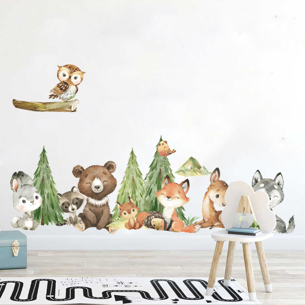 Baby Nursery Labels - الكرتون المائية الغابات الحيوان الجدار ملصق