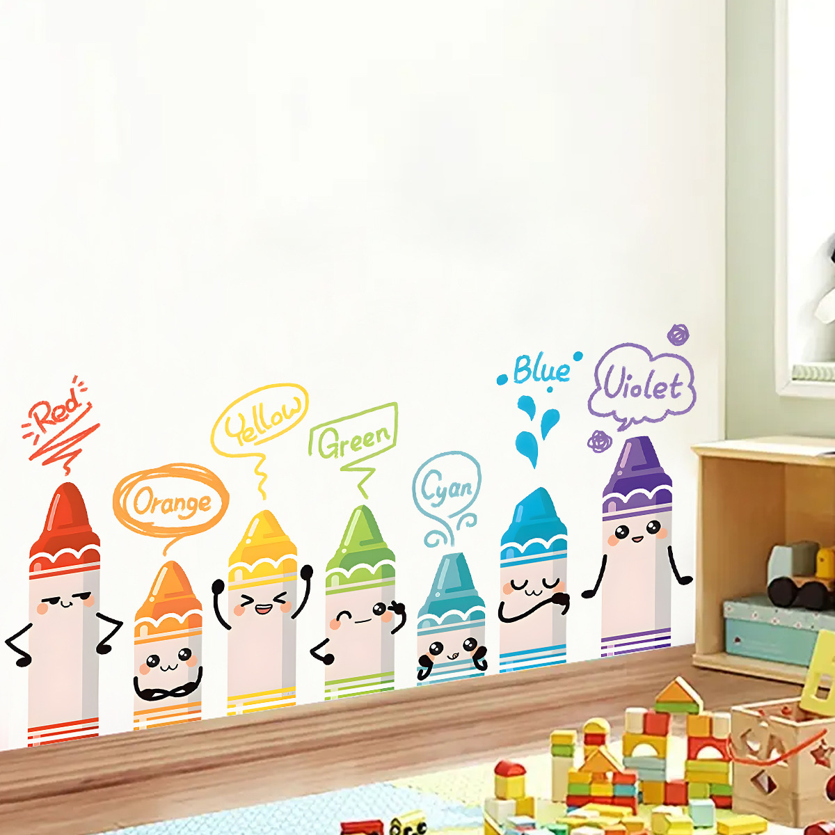Baby Nursery Labels - ملصقات حائط بنمط تلوين ملون لطيف