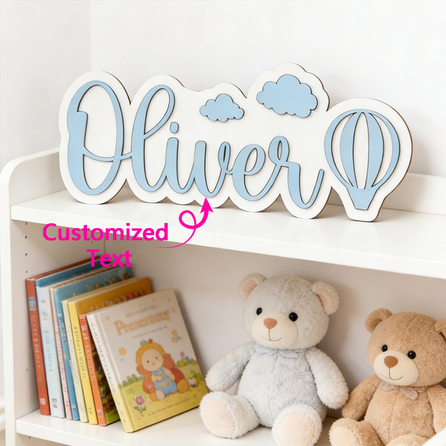 Baby Nursery Room - لافتة غرفة مخصصة على شكل منطاد