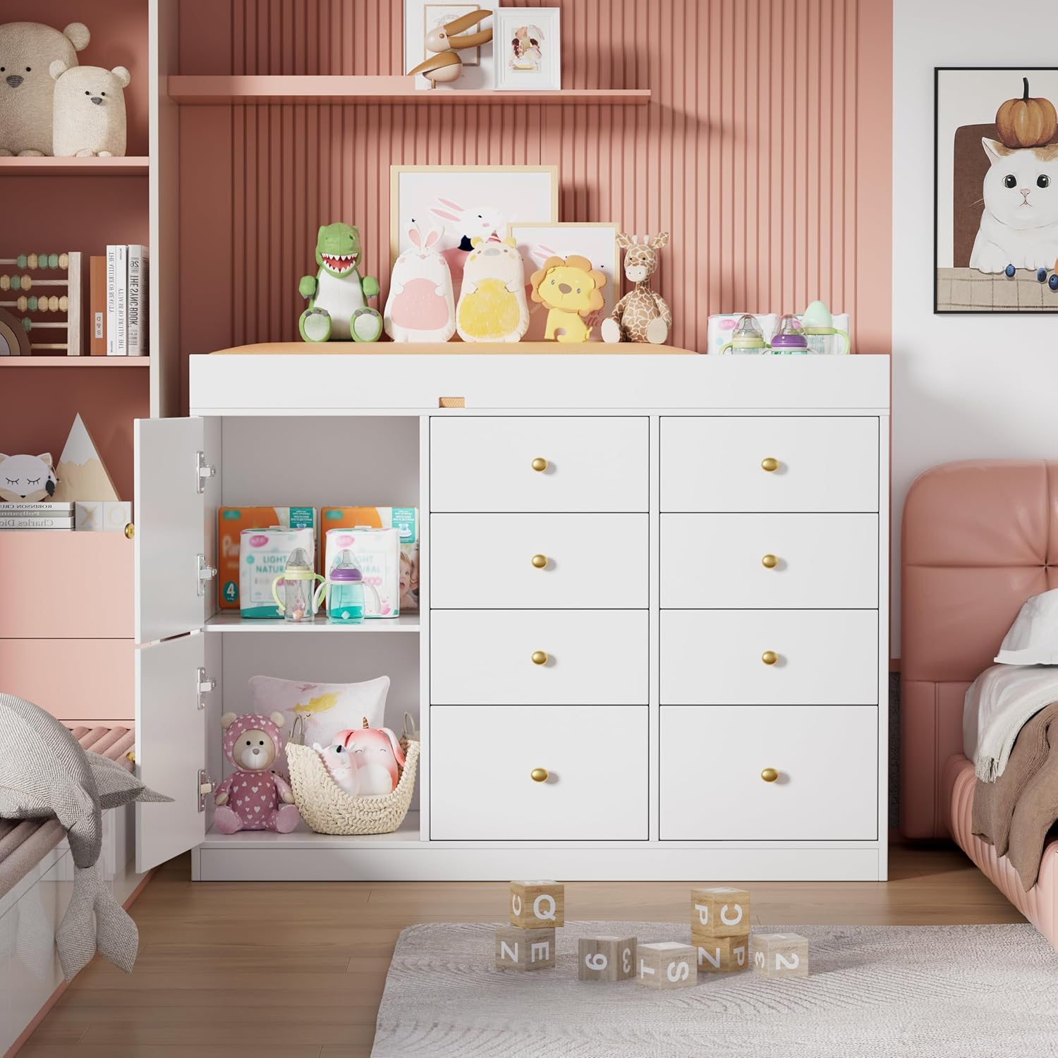 طاولة تغيير حفاضات الأطفال، خز - مراجعة Baby Nursery Drawers وسعره