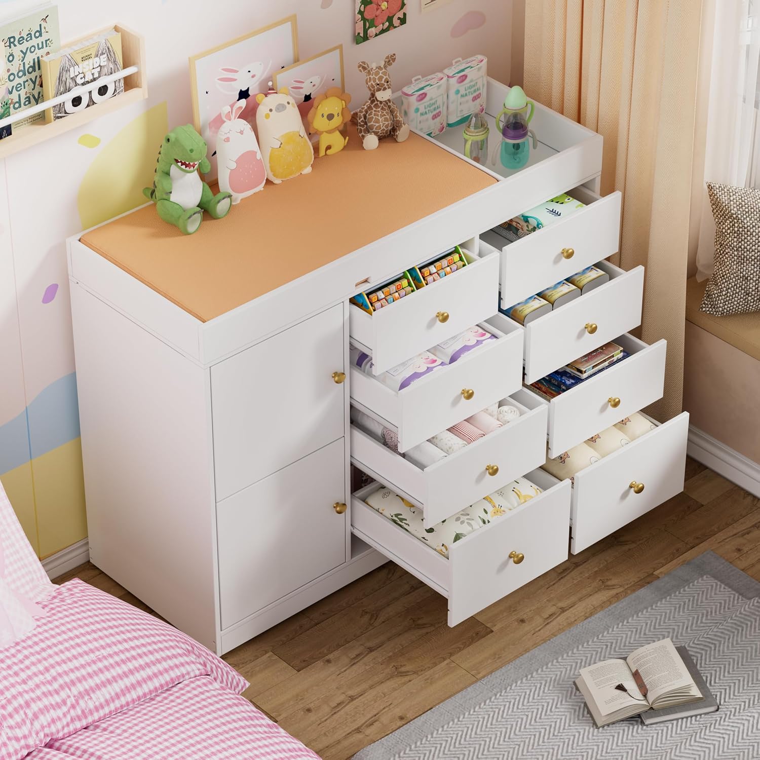 طاولة تغيير حفاضات الأطفال، خز - مراجعة Baby Nursery Drawers وسعره