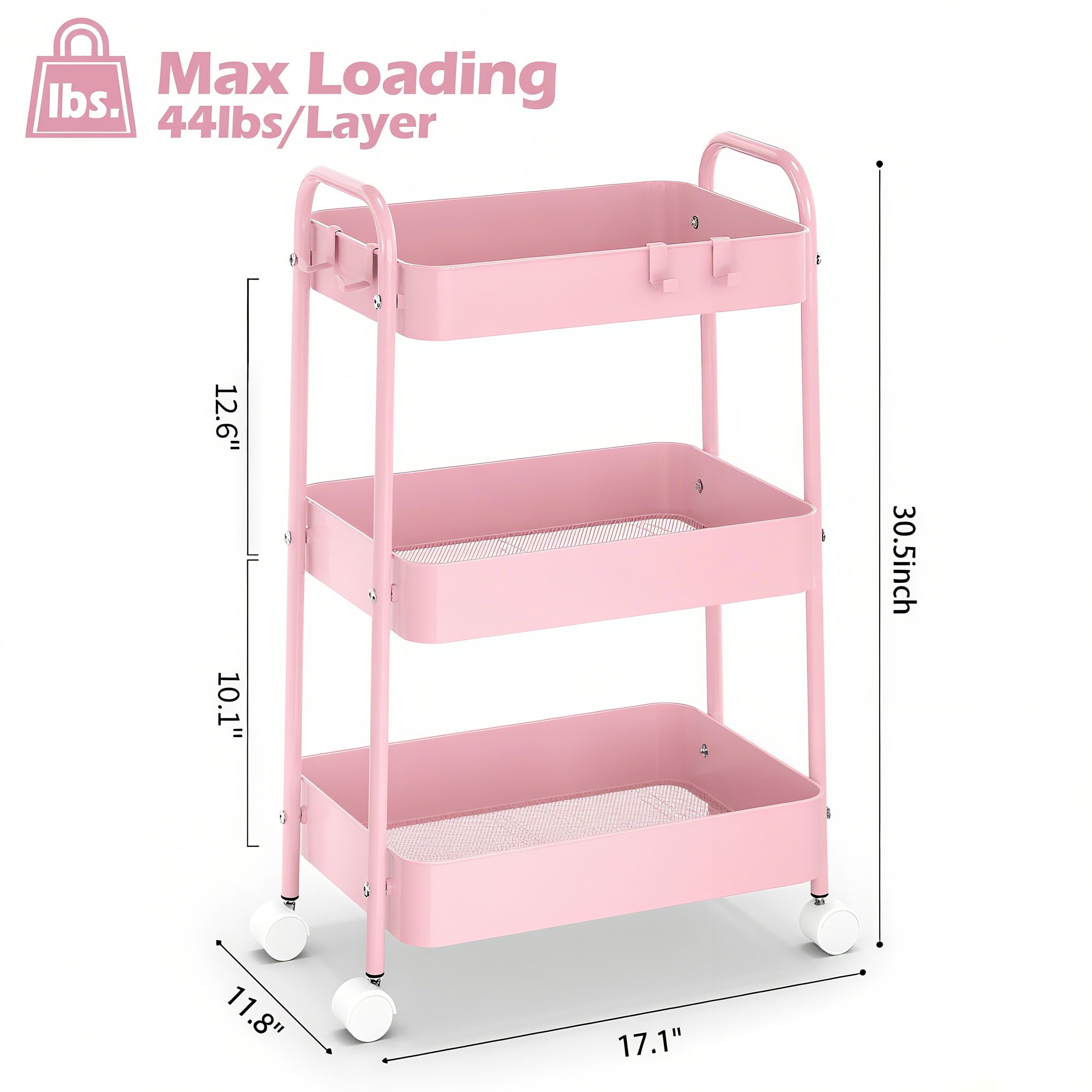 عربة تخزين معدنية بثلاث طبقات  - مراجعة Baby Nursery Pink وسعره