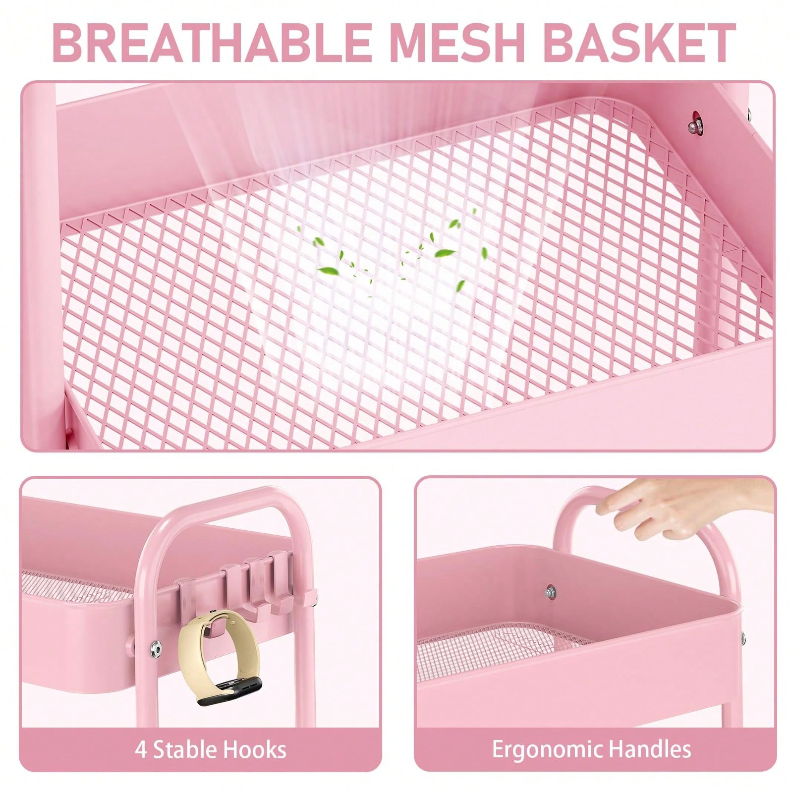 عربة تخزين معدنية بثلاث طبقات  - مراجعة Baby Nursery Pink وسعره