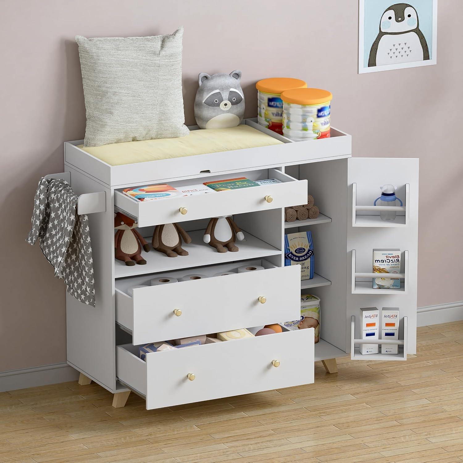 طاولة تغيير حفاضات الأطفال، مح - مراجعة Baby Nursery Drawers وسعره