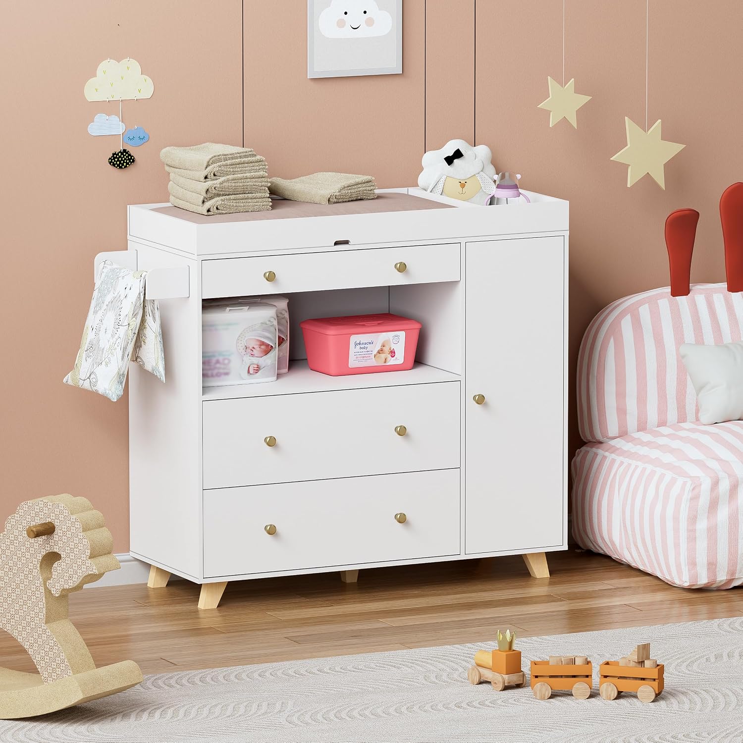 طاولة تغيير حفاضات الأطفال، مح - مراجعة Baby Nursery Drawers وسعره