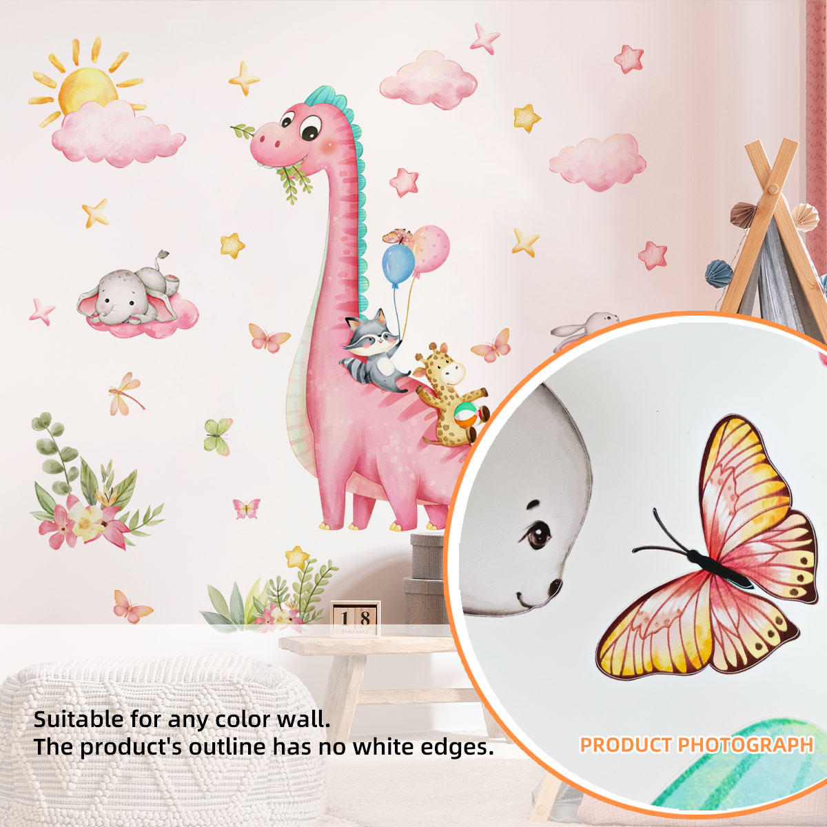 ملصق حائط كبير على شكل ديناصور - مراجعة Baby Nursery Pink وسعره