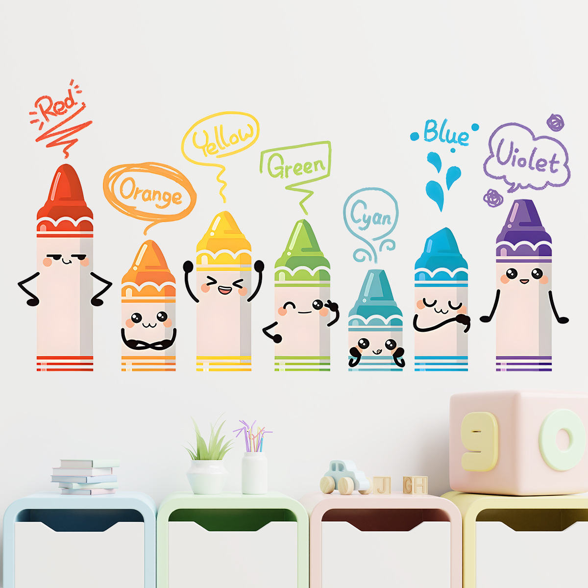 ملصقات حائط بنمط تلوين ملون لط - مراجعة Baby Nursery Labels وسعره