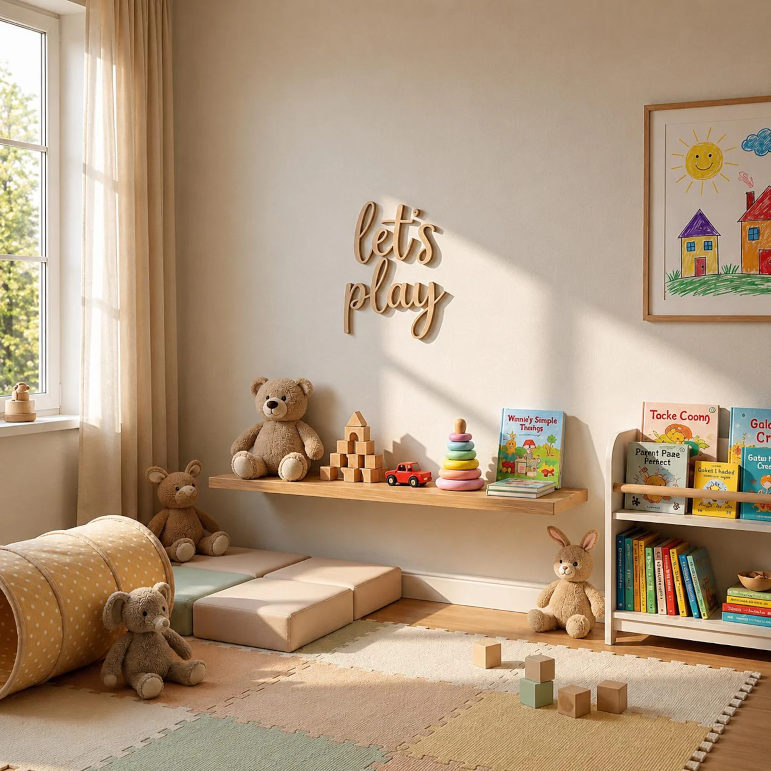 لافتة خشبية مكتوب عليها 'دعونا - مراجعة Baby Nursery Room وسعره