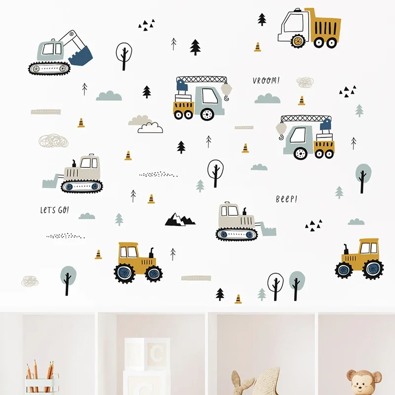 مرسومة باليد لطيف سيارات شاحنة - مراجعة Wall Decal Nursery وسعره