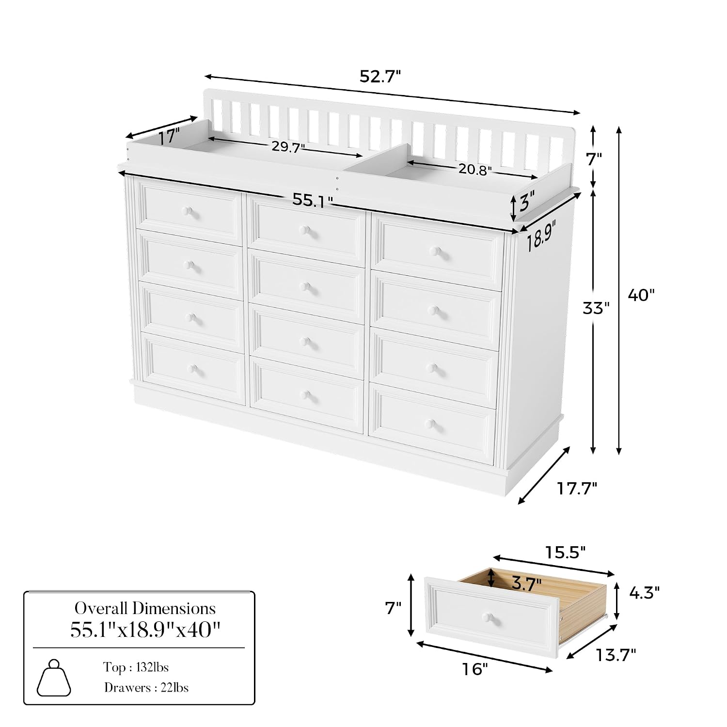 طاولة تغيير حفاضات الأطفال، خز - مراجعة Baby Nursery Drawers وسعره