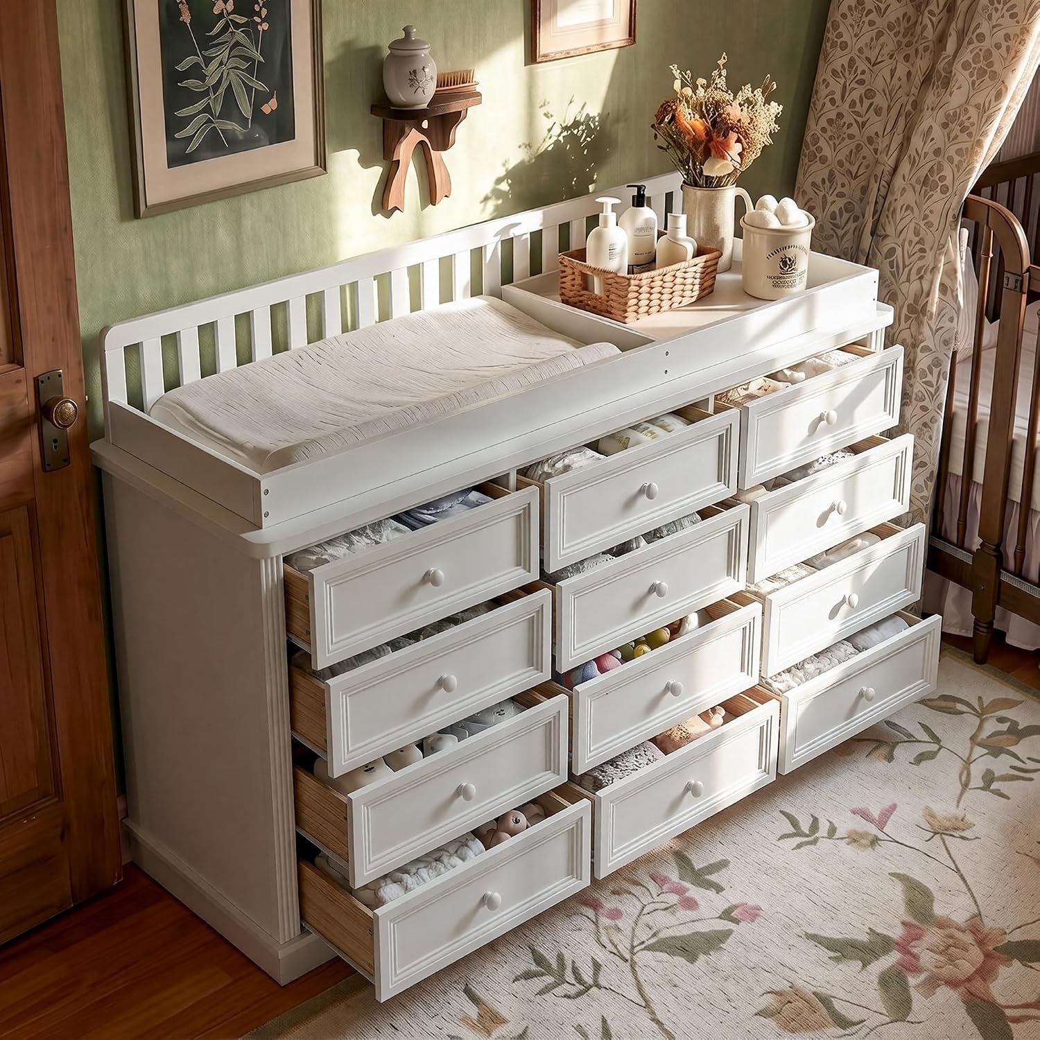 طاولة تغيير حفاضات الأطفال، خز - مراجعة Baby Nursery Drawers وسعره