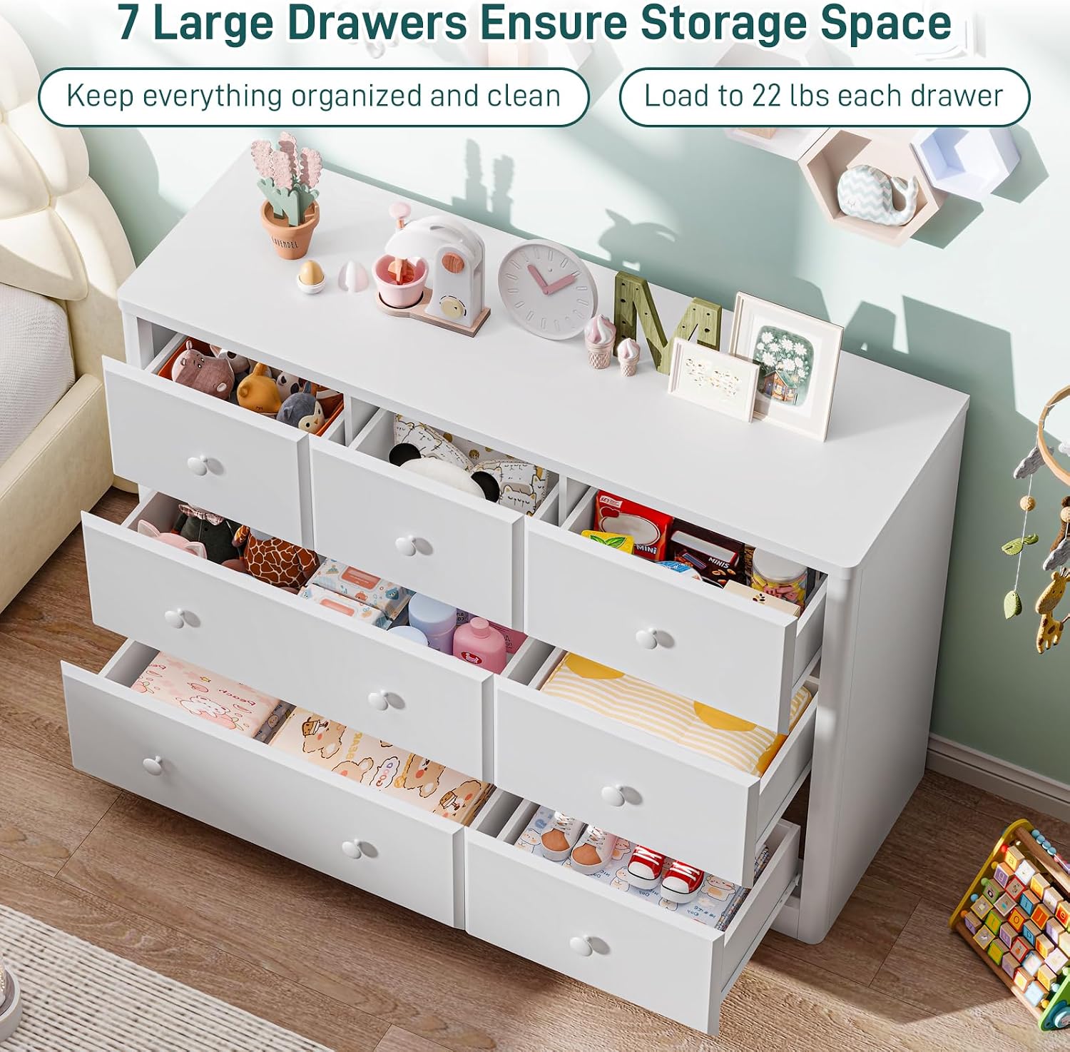 خزانة ملابس بـ 7 أدراج لغرفة ا - مراجعة Baby Nursery Drawers وسعره