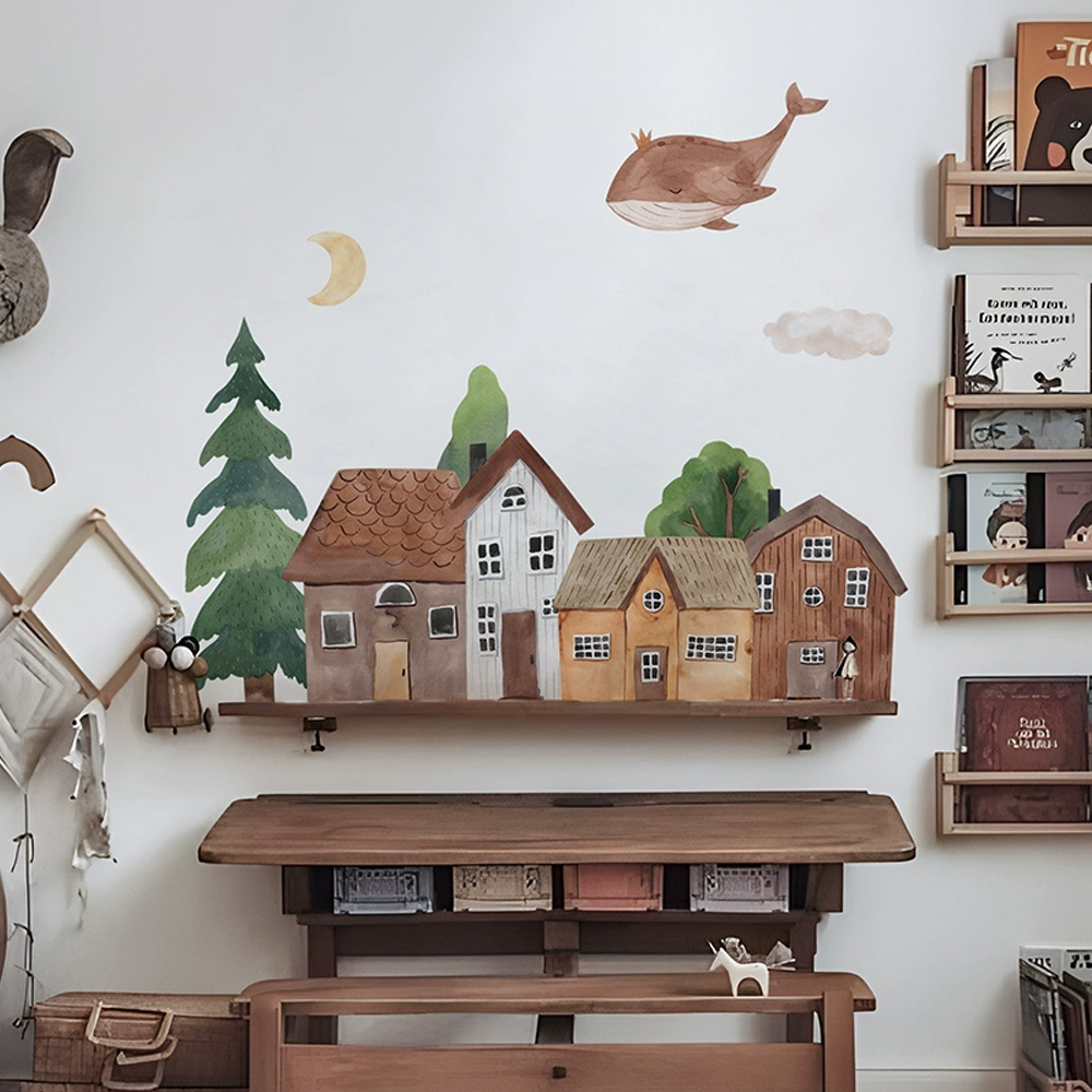 قماش الكرتون الغابات خمر بلدة  - مراجعة Wall Decal Nursery وسعره