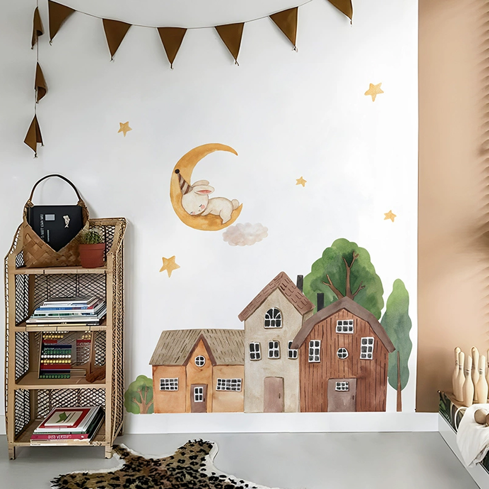 قماش الكرتون الغابات خمر بلدة  - مراجعة Wall Decal Nursery وسعره
