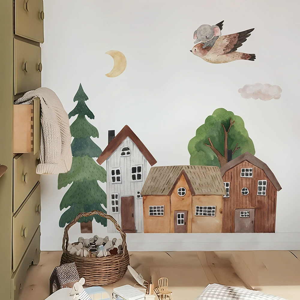 قماش الكرتون الغابات خمر بلدة  - مراجعة Wall Decal Nursery وسعره